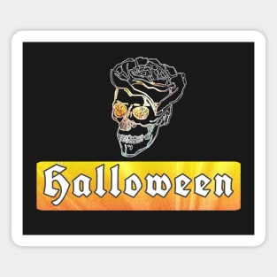 Halloween Skull - Yellow Black Magnet